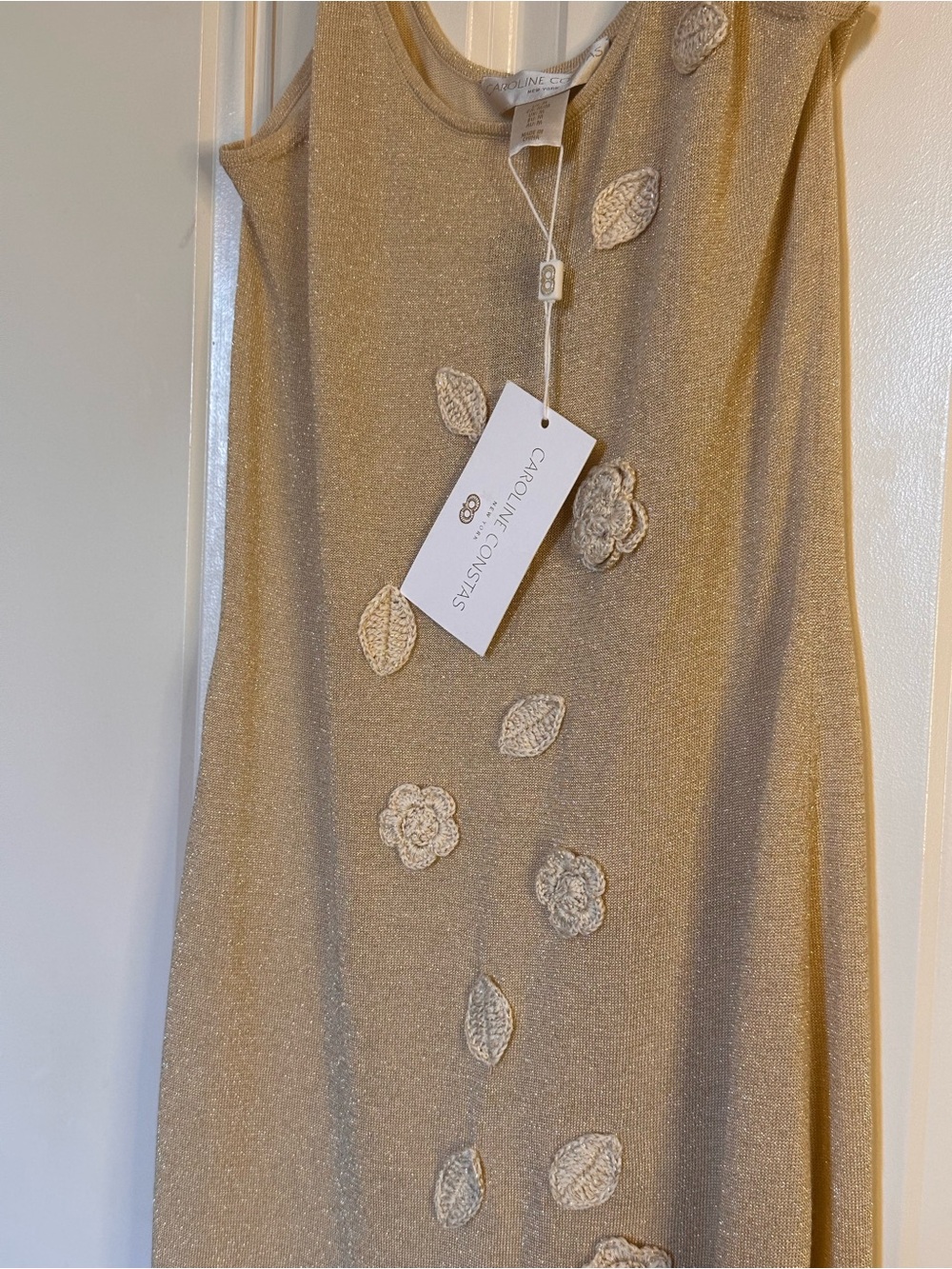 Caroline Constas Designer Mesh Gold Sheer Dress Maxi Vacation - Picture 5 of 5